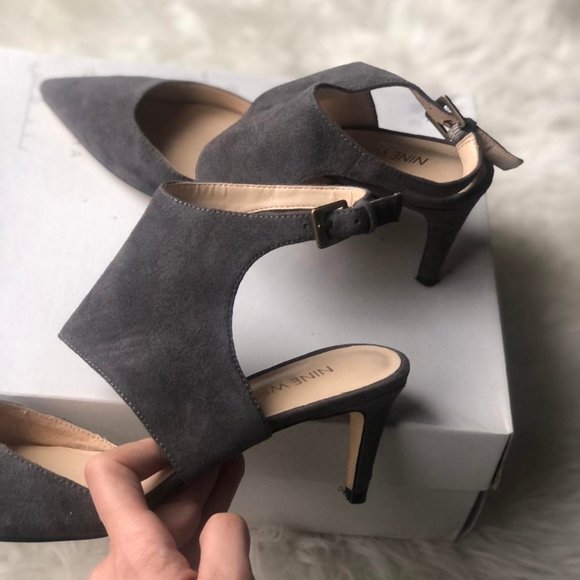 Nine West Grey Suede Kitten Heels - Picture 3 of 7